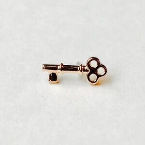 BVLA 14k Threaded End “Tiny Skeleton Key” ✨ 14k Rose Gold for Piercings